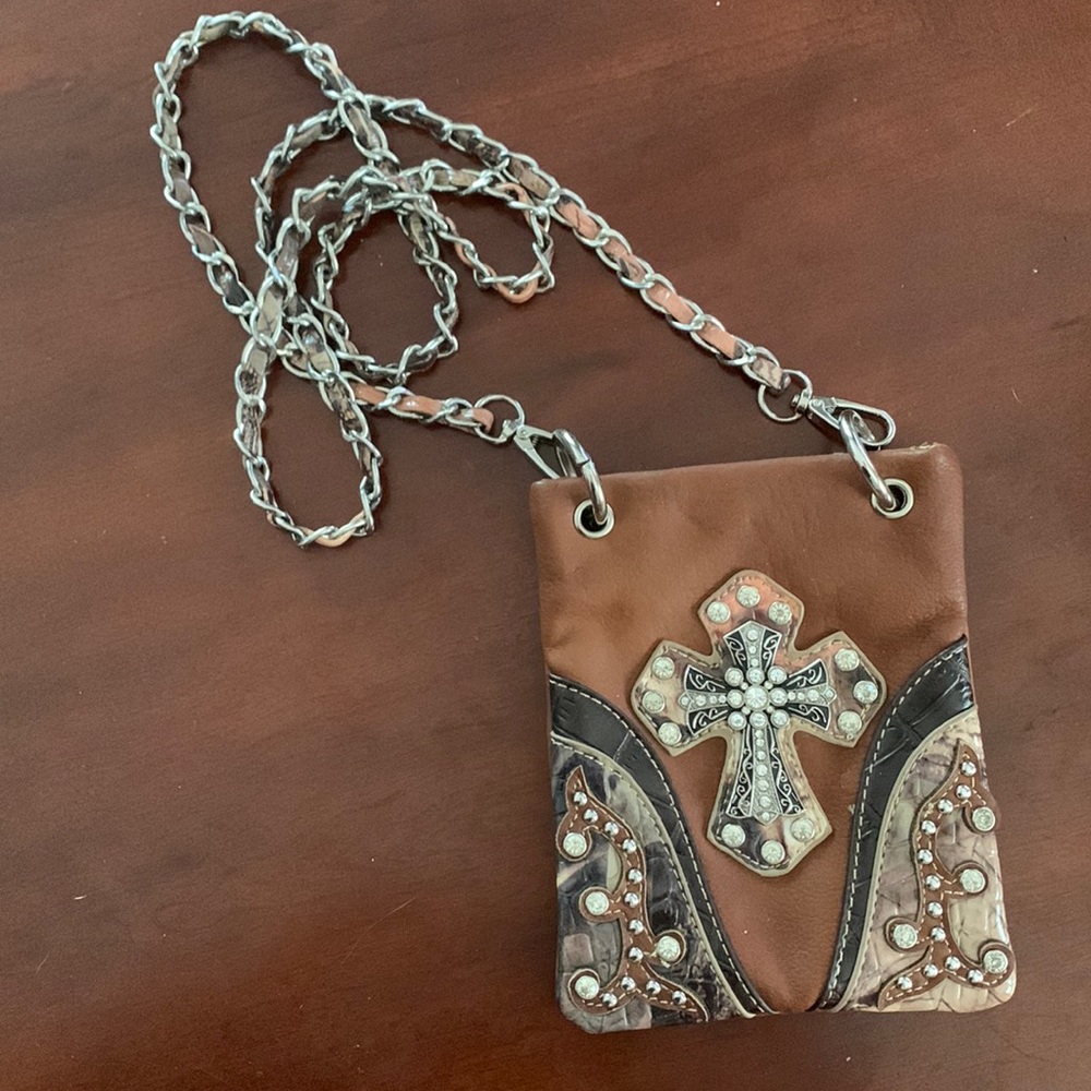 Bedazzled Camo Cross Chained Crossbody